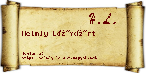 Helmly Lóránt névjegykártya